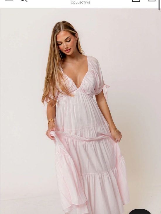 Worth Collective Dresses & Skirts - Light Pink Maxi Dress with Deep V-Neck